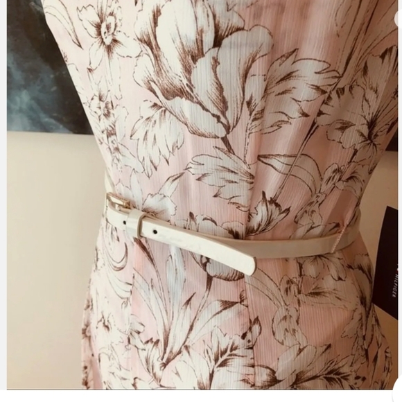 🌸TOMMY HILFIGER Pink Floral chiffon midi dress with belt size 4 - Picture 8 of 10